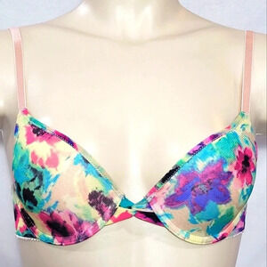 32C On Gossamer Mesh Bump It Up Push Up UW Bra‎ Multi NWT